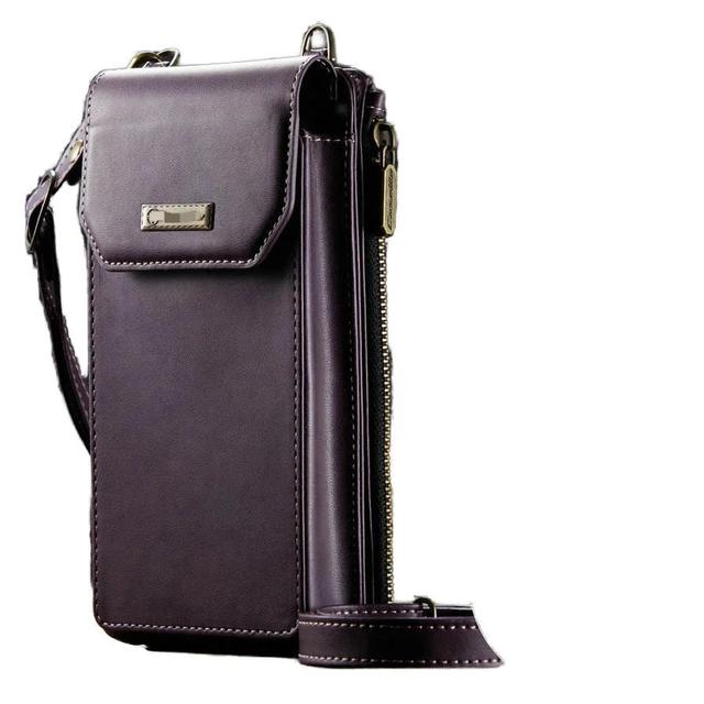Leather Crossbody Wallet Case with Zipper Design Shockproof Card Slots Rope Strap for IPhone-Fashionable Mobile Phone Accessory