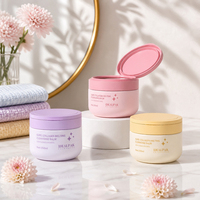 Pot à crème pour le visage en PET personnalisé avec couvercle rabattable, 350 ml, recyclable, pour gommage corporel, baume nettoyant, soins de la peau, avec couvercles