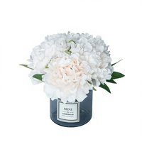 Bunga Peony Sutra Buatan Tangan dengan Vas Polietilen, Buket Mini untuk Dekorasi Rumah dan Pernikahan