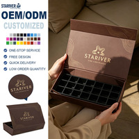 Boîte cadeau en chocolat pliable vintage marron personnalisée avec insert à grille et logo en feuille d'or, emballage alimentaire
