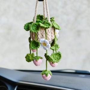 Panier suspendu en crochet fait main pour plantes/fruits, pendentif de voiture pour rétroviseur, <span class=keywords><strong>roses</strong></span> de la Saint-Valentin, produit transfrontalier très vendu - Product Image 4