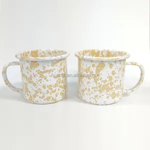 2024 Fornecedor de canecas esmaltadas por atacado China, caneca esmaltada para presente de casamento, caneca de café esmaltada personalizada para acampamento