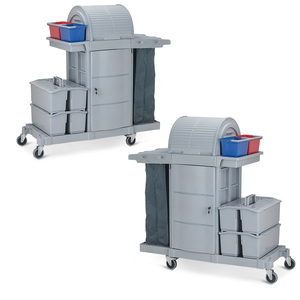 Carro de servicio multifuncional comercial con cubo de colección de cajones Carro de limpieza extraíble portátil - Product Image 6