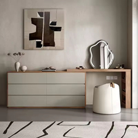 Moderne Simple crème coiffeuse armoire de rangement bureau Table de chevet Table de maquillage intégrée Table d'angle miroir de maquillage