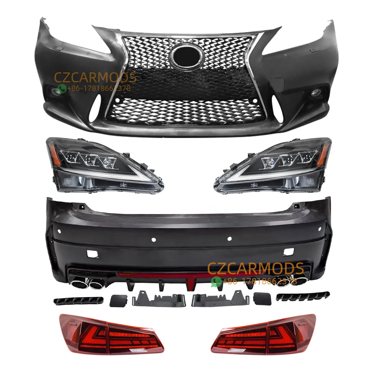 Body Kit for LEXUS IS IS250 IS300 IS350 2006-2012 Upgrade 2015 Front Bumper Triple LED Headlight Dynamic taillights Rear Bumper