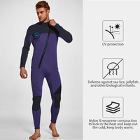 Combinaison de plongée intégrale en néoprène de 3 mm, manches longues, fermeture éclair avant, une pièce, pour le surf et le jet ski