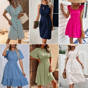 NOUVEAUTÉ 2023 XW - Robe d'été à imprimé floral, col tube, taille cintrée, vêtements pour femmes en stock - Product Image 6