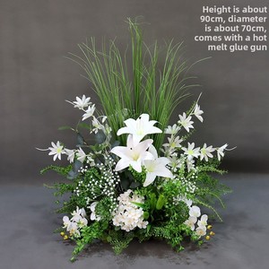 Vendita calda nuovo stile foresta verde bianco matrimonio fila fiori artificiali per decorazione di scena - Product Image 3