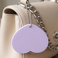 Miroir de maquillage compact portable avec logo personnalisé OEM d'usine, miroir coulissant en forme de cœur, porte-clés