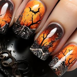 Fournitures pour Ongles Produits <span class=keywords><strong>de</strong></span> Beauté Ongles Presse sur Ongles Halloween Chauve-Souris <span class=keywords><strong>Nuit</strong></span> Arbre Flétri Ongles Wearable Artificial Tips Charms - Product Image 5