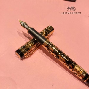 Pluma Estilográfica de Alta Calidad, Diseño Personalizado de Lujo, Tinta para Caligrafía, Regalo, <span class=keywords><strong>Jinhao</strong></span> 5000, Color Albaricoque y Dragón Dorado del Año Nuevo Chino - Product Image 1