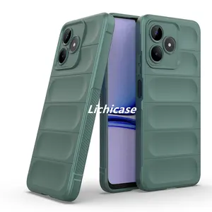 Lichicase 3D 다운 재킷 디자인 안티 슬립 웨이브 패턴 뒤 커버 Realme C53 TPU 소프트 케이스