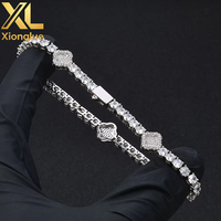 Bracelet unisexe de style hip-hop avec chaîne tennis plaquée zircon cubique et trèfle à quatre feuilles porte-bonheur, accessoires de luxe inspirés, cadeau haut de gamme