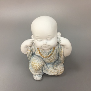 Nhựa thủ công Kung Fu ít nhà sư tượng ít nhà sư không nghe thấy đáng yêu trang trí nhà trắng Phật Giáo nghệ thuật dân gian phật nhà sư - Product Image 6
