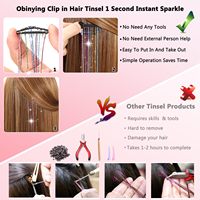 12 extensions cheveux à clipser 24 pouces à paillettes colorées Kit d'accessoires pour cheveux de fée pour femmes filles enfants