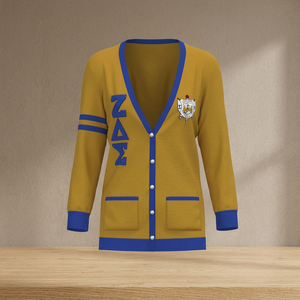 Cardigan décontracté d'hiver Sigma Gamma Rho Zeta Delta Sigma avec boutons et broderies - Product Image 3
