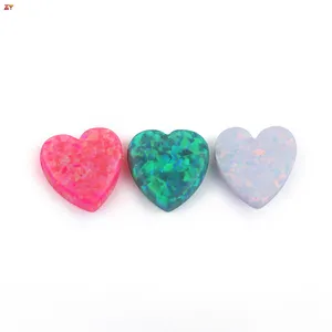 Pendentif en forme de cœur, 92 couleurs, diy, synthétique, produit de laboratoire, opale de feu, flash, gemmes, breloques en forme de cœur, 10mm