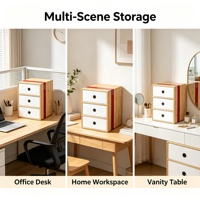 Organisateur de bureau modulaire en bambou avec tiroirs, armoire de rangement de bureau avec insert en acrylique pour fournitures de bureau et cosmétiques