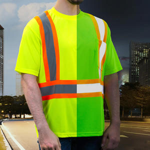 Kaos Kerja Pria Dua Warna Reflektif Kustom, Bahan Polyester Bernapas, Konstruksi Hi Vis, Lengan Pendek, Kaos Keselamatan dengan Logo - Product Image 5