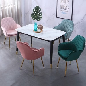 <span class=keywords><strong>Chaise</strong></span> de salle à manger élégante et luxueuse avec dossier en velours doux et pieds en métal modernes pour salon et restaurant de loisirs - Product Image 4