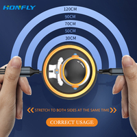 Honfly kabel Data pengisian daya Super cepat, kabel Data pengisian daya Super cepat USB 100 A 6A untuk ponsel ios/mikro/Tipe C bisa ditarik, kabel pengisi daya silikon ponsel 3 in 1