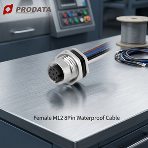 Cable de Montaje Frontal Hembra M12 de 8 Pines, Impermeable, Recto, con Aislamiento de PVC para Aplicaciones Automotrices - Product Image 1