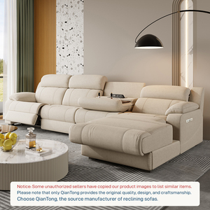 Sofá Moderno de Lujo en Forma de L, Sofá de Tela de 3 Plazas Reclinable, Conjunto de Sofás Combinados Reclinables, Muebles para Sala de Estar - Product Image 4