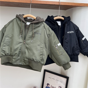 2024 automne et hiver enfants américains deux manteaux à capuche garçons et filles beaux blousons aviateur vestes de baseball - Product Image 6