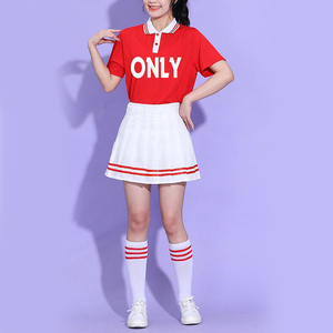 Tenues d'entraînement pour équipe de danse pour filles, logo personnalisé de haute qualité, mini-jupe, ensembles d'uniformes de cheerleading, 100% polyester, uniforme scolaire - Product Image 5