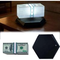 Lampe à billets flottants à lévitation magnétique, contrôle tactile, lumière ambiante LED 3 couleurs, lampe de bureau rotative à 360° pour salon