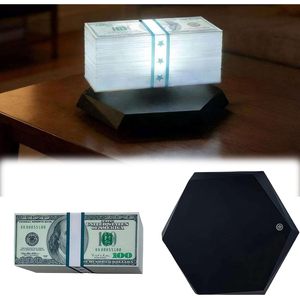 Floating Money Banknote Lamp for Fans, Magnetic Levitation Dollar Lamp with 3-Color LED Ambient Light, 360 <b>Rotating</b> <b>Desk</b> - Product Image 3