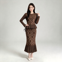 Ensemble jupe sirène et haut peplum taille unique pour femme, élégant pour le bureau, collection automne, ensemble plissé deux pièces pour femme, fabriqué en usine depuis 20 ans