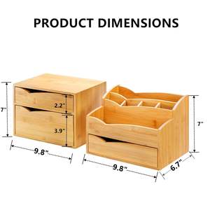 Bamboo <b>Desktop</b> Drawer <b>Organizer</b> Non-Pollution Office Tabletop Box Multiple Usage <b>for</b> Home Office Bedroom-Assembled Cosmetic - Product Image 4