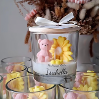Bougies parfumées personnalisées en forme d'animaux (lapin, ours) avec couvercle en bois et ruban, en cire de soja naturelle, pour cadeau exquis et décoration d'intérieur