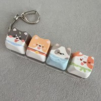 Clavier personnalisé avec logo, bouton DIY, 4 emplacements, porte-clés clavier, capuchon de touche chien mignon, interrupteurs anti-stress, clicker