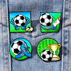 Pin de solapa de aleación esmaltado con diseño de fútbol de dibujos animados, ideal para mochila, sombrero, chaqueta, decoración, regalo para aficionados al deporte, recuerdo de fiesta, regalo para <span class=keywords><strong>el</strong></span> espíritu del equipo - Product Image 2