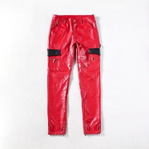 Pantalones Cargo de Cuero Sintético con Estampado de Calavera, Color Personalizado, Estilo Y2K, Pantalones de Cuero para Hombre - Product Image 1