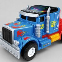 Camion robot semi-remorque durable, non toxique et déformable avec tuyaux d'échappement et moteur doré – Cadeau éducatif pour enfants