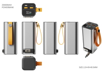 Batterie externe haute capacité 20000mAh avec charge rapide PD 100W, câble USB-C rétractable intégré, double USB, chargeur portable pour ordinateur portable