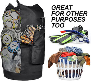 Sac de balle en maille pour équipement de football Heavy Duty XL Black Fashion Unisex String Custom Polythene Drawstring Duffle Bag Drawstring Cord - Product Image 6