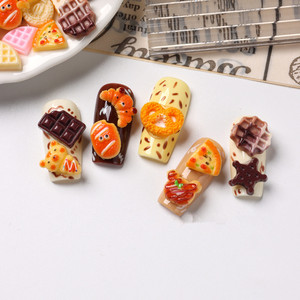 Bolsa de 50/100 piezas de adornos para uñas de resina con diseño de comida de dibujos animados, simulación de galletas, pan y frutas, lindos dijes para decoración de uñas. - Product Image 6