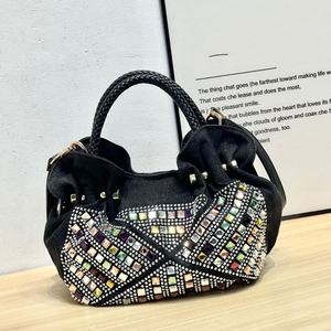 <span class=keywords><strong>Borsa</strong></span> tote in denim retrò con strass scintillanti, <span class=keywords><strong>borsa</strong></span> a tracolla Y2K con strass colorati, <span class=keywords><strong>borsa</strong></span> a tracolla con coulisse di grande capacità - Product Image 4