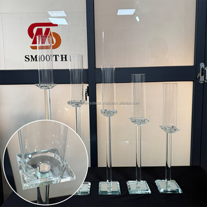 SMOOTH Luxury Set Of 5 K9 Crystal Candle Holder Customized Size Candelabra Table Centerpiece Decoration - Product Image 1