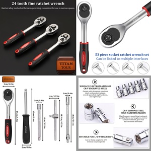 Juego de Llaves de Tubo Profesional de 53 Piezas, Destornilladores de Acero con Alto Contenido de Carbono, Herramientas de Reparación de Automóviles, Herramientas Mecánicas Manuales de Plástico - Product Image 4