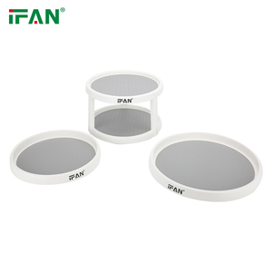 Estante de cocina organizador de plástico giratorio blanco de doble capa, estante de almacenamiento, estante giratorio Susan Lazy - Product Image 2