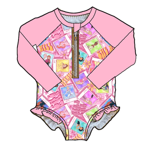 ピンクキャットファクトリー カスタム幼児用女の子水着 漫画柄 キッズ水着 子供用ビーチ水着 - Product Image 5