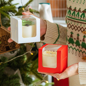 Caja de embalaje de postre con ventana transparente de <span class=keywords><strong>2</strong></span>/3 pulgadas, caja de regalo para pastelería, Cupcake, Mousse, Bento, cajas de pastel, cumpleaños, Navidad - Product Image 2