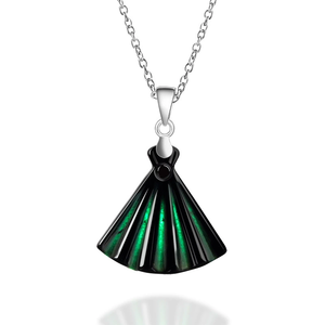 Pendentif en jade en forme d'éventail, imitation émeraude naturelle, en argent S925 et jade de qualité glace. - Product Image 1
