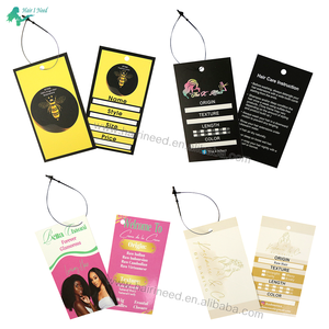 <strong>Custom</strong> Logo Printing Hang <strong>Tags</strong> Self Adhesive Hair Extension Hanging Label With <strong>Strings</strong> Bundle Wrap Labels Stickers for Packaging - Product Image 4