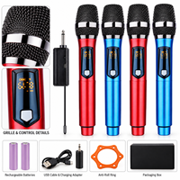 Pack de microphones karaoké sans fil multifonctionnels, 4 micros portatifs avec 1 récepteur pour les réunions de famille, les fora publics et les concours de talent